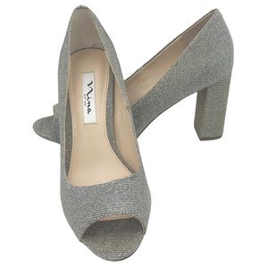 Nina Peep Toe Silver Glitter Heel